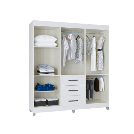 Closet Sevilla Blanco 163x204cm con Tres Cajones y con Seis Puertas - CLOSETS | Bylmo