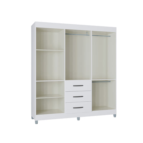 Closet Sevilla Blanco 163x204cm con Tres Cajones y con Seis Puertas - CLOSETS | Bylmo