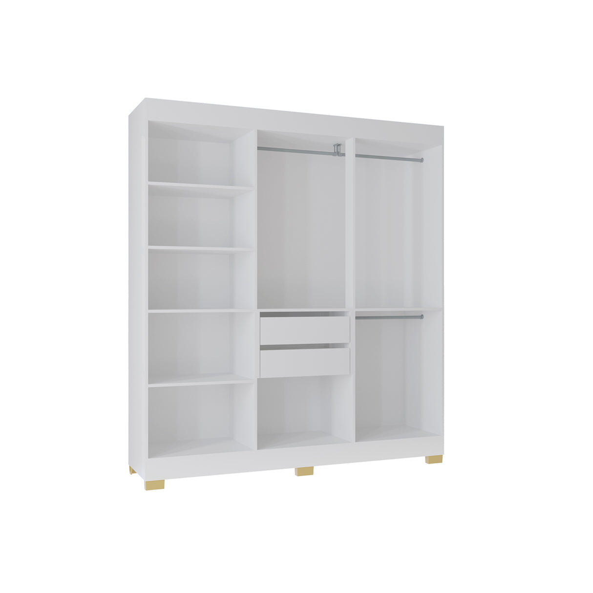 Closet Barcelona Blanco 180x200cm con Dos Cajones y con Seis Puertas - CLOSETS | Bylmo