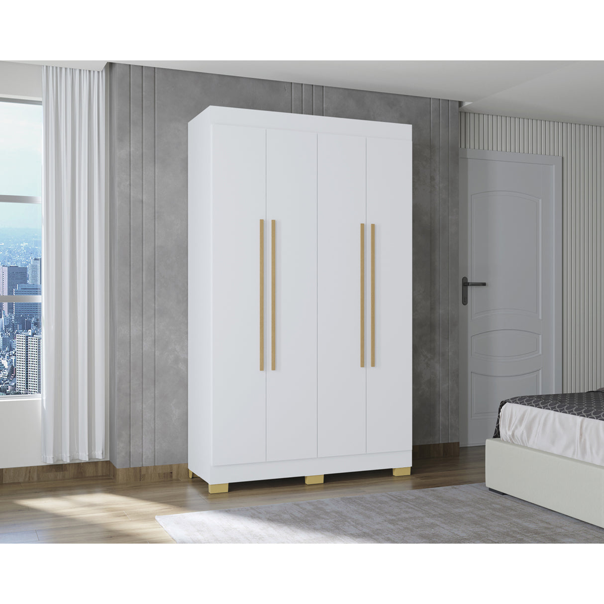Closet Barcelona Blanco 120x202cm con Dos Cajones y con Cuatro Puertas - CLOSETS | Bylmo
