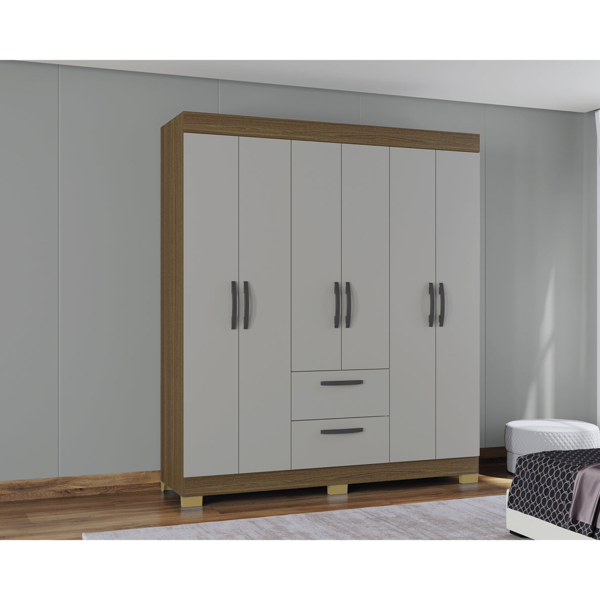 Closet Toquio Castaño 164x188cm con Dos Cajones y con Seis Puertas - CLOSETS | Bylmo