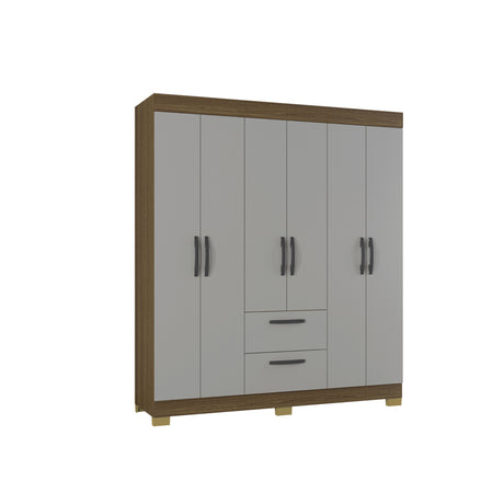 Closet Toquio Castaño 164x188cm con Dos Cajones y con Seis Puertas - CLOSETS | Bylmo