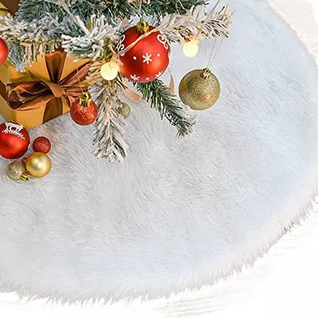 Tapete Pie de Árbol Blanco 100x100cm Circular Extrasuave Antideslizante para Navidad - TAPETES Y ALFOMBRAS | Bylmo