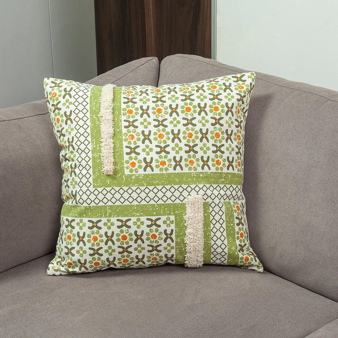 Funda de Cojín Artisan Verde 45x1cm Cuadrado de Flores - FUNDAS DE COJINES | Bylmo