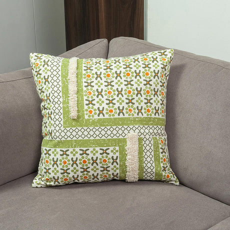 Funda de Cojín Artisan Verde 45x1cm Cuadrado de Flores - FUNDAS DE COJINES | Bylmo