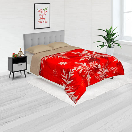 Cubrelecho Navideño Camel 140x190cm Doble Faz Acolchado para cama Doble 140 X 190 Cm de Hojas - TENDIDOS Y CUBRELECHOS | Bylmo