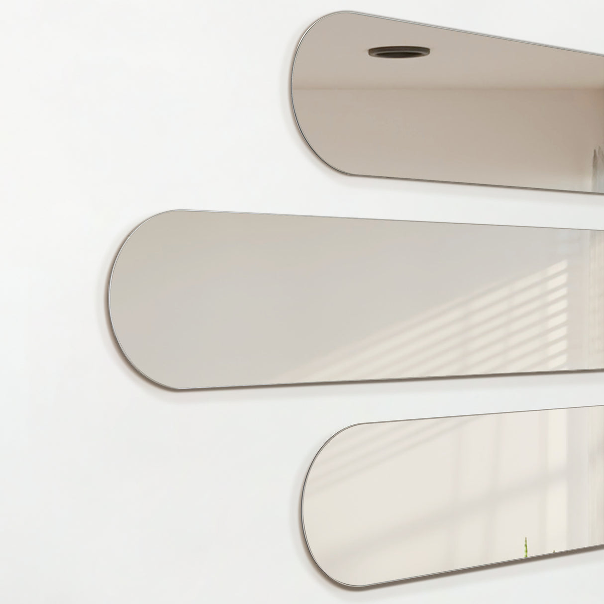 Set X 3 Espejos de pared Estambul Gris 120x20cm Ovalado sin Marco - ESPEJOS DE PARED | Bylmo