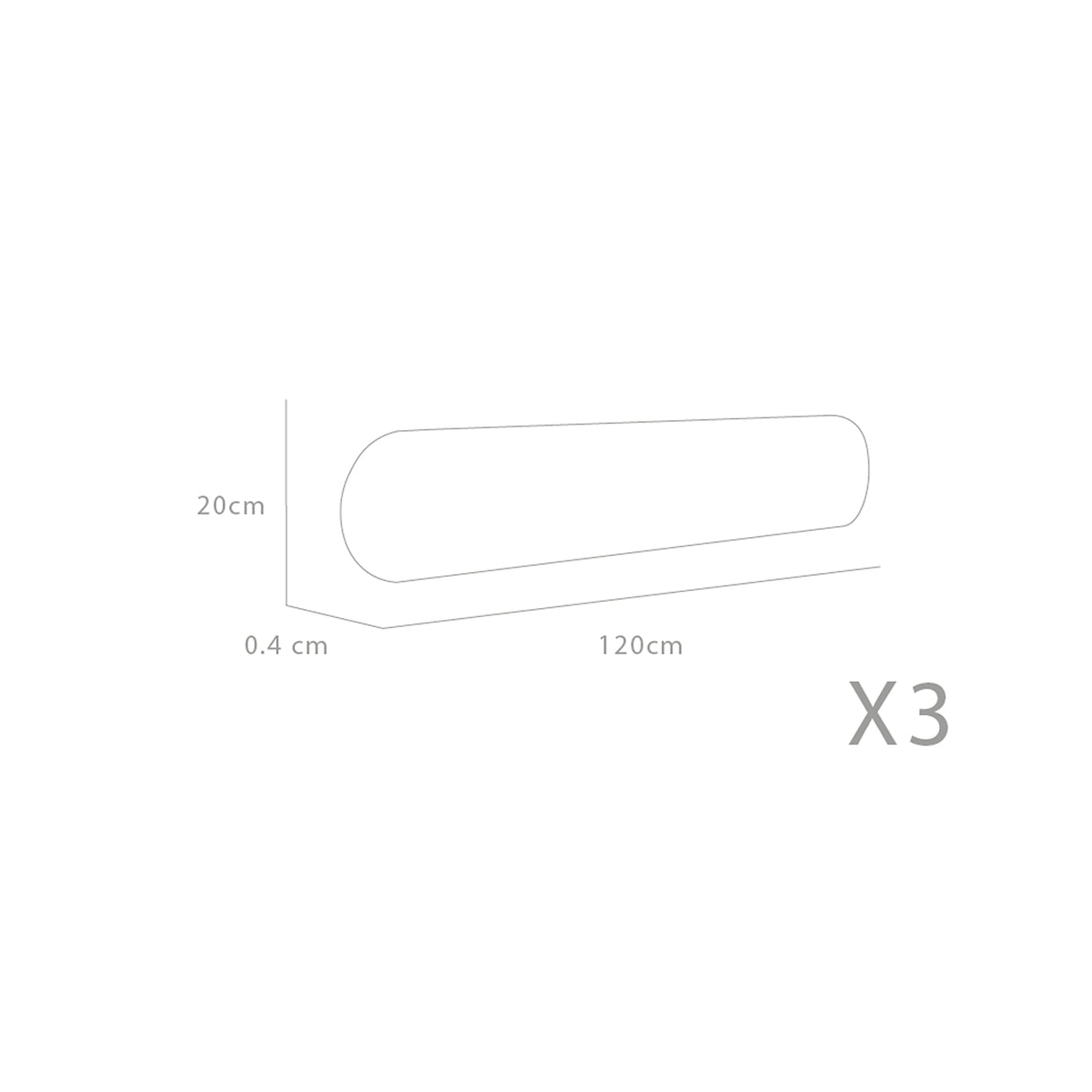 Set X 3 Espejos de pared Estambul Gris 120x20cm Ovalado sin Marco - ESPEJOS DE PARED | Bylmo