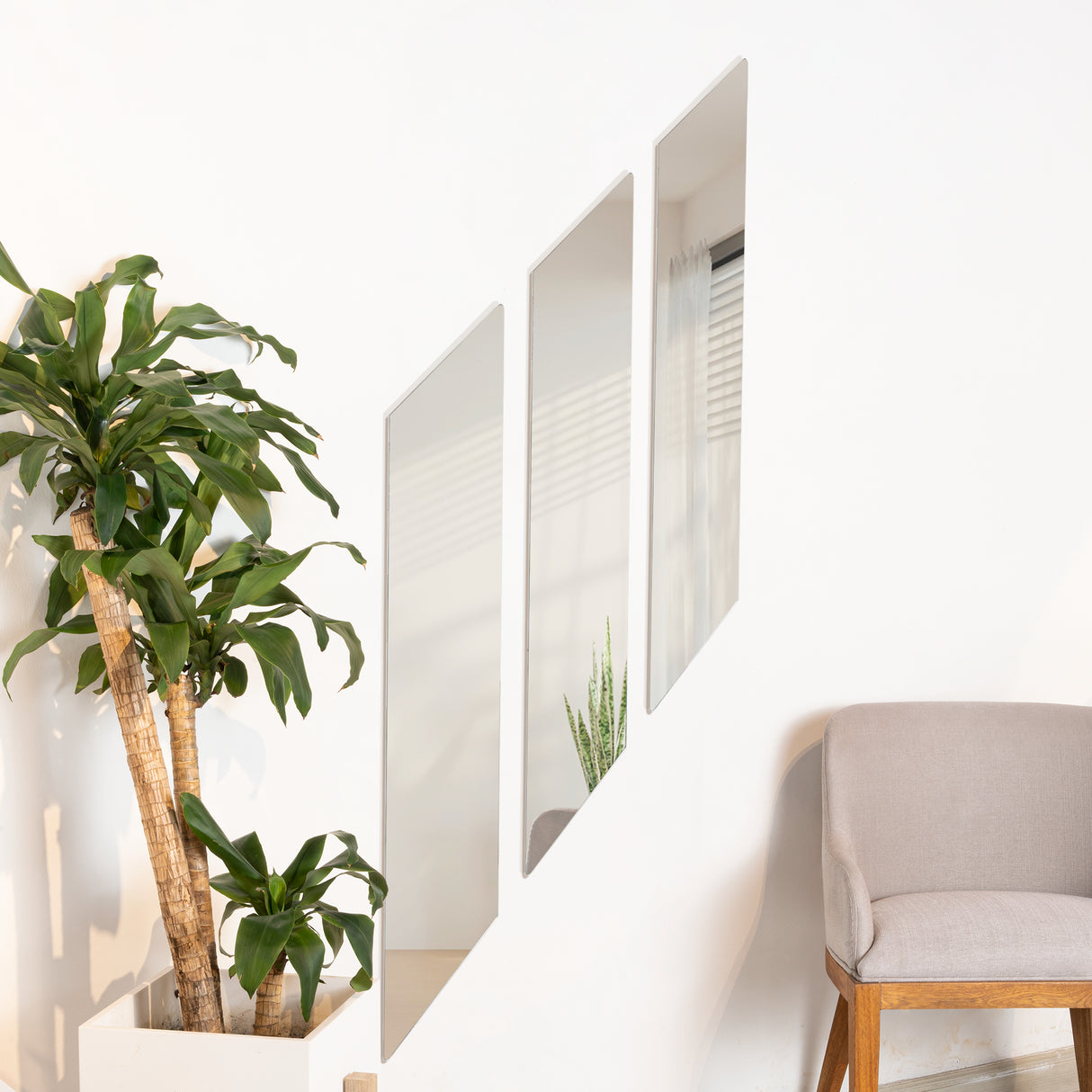 Set X 3 Espejos de pared Ottawa Gris 20x120cm Asimétrico sin Marco - ESPEJOS DE PARED | Bylmo