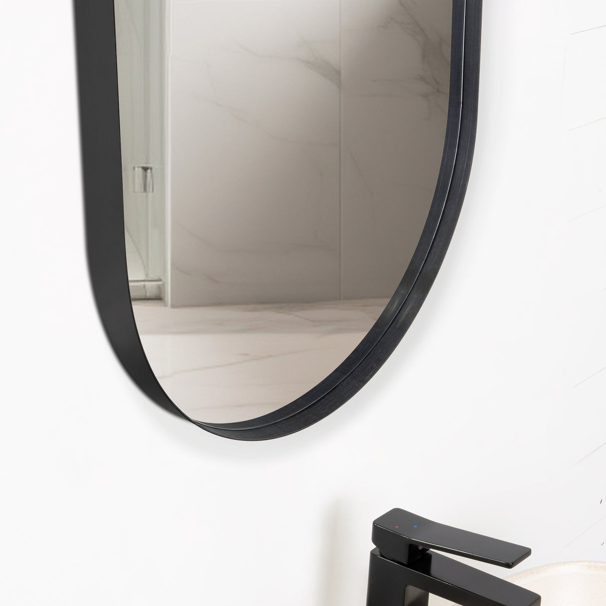 Espejo de Baño Grecia Negro 40x76cm Ovalado con Marco En PVC - ESPEJOS DE BANHO | Bylmo