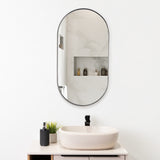 Espejo de Baño Grecia Negro 40x76cm Ovalado con Marco En PVC - ESPEJOS DE BANHO | Bylmo