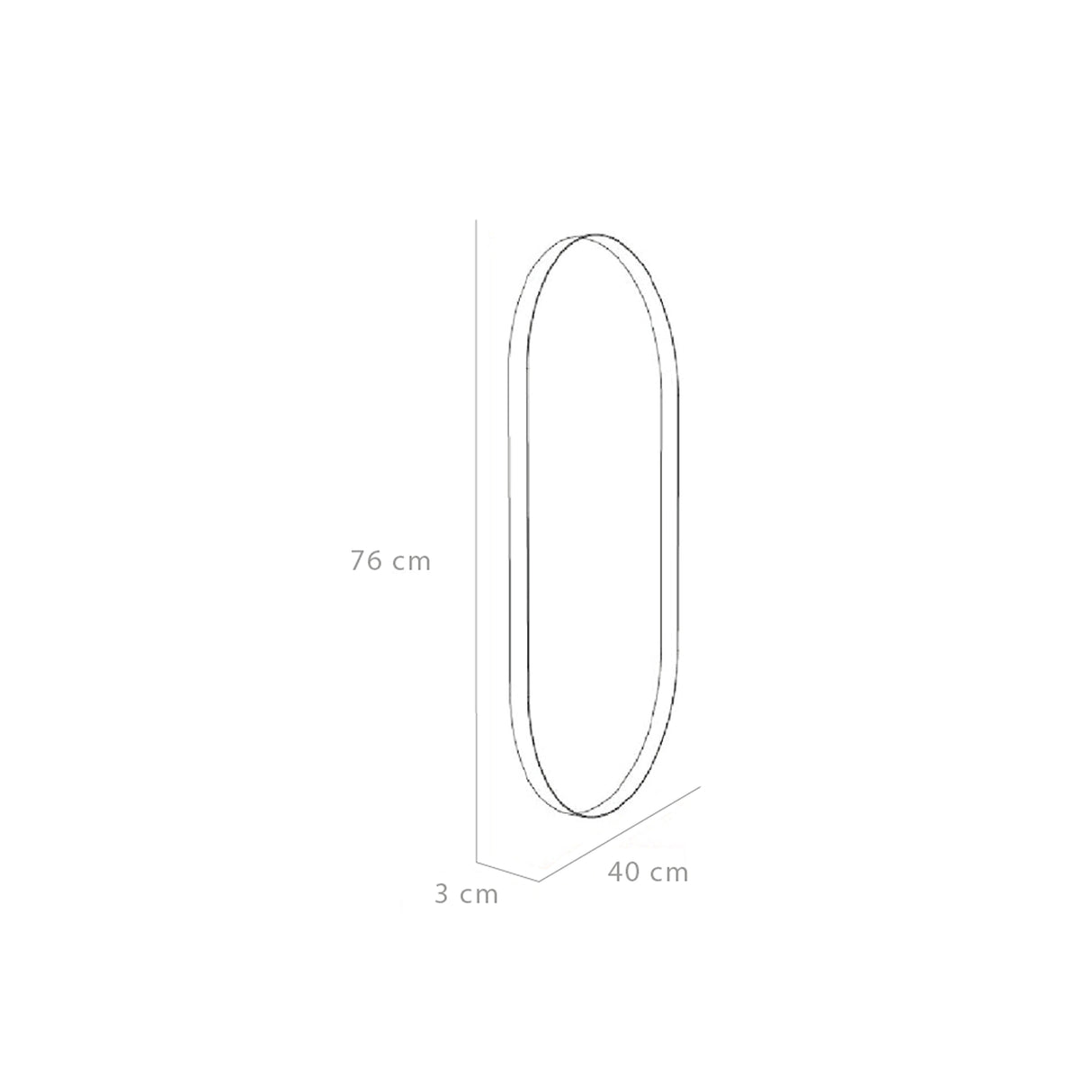 Espejo de Baño Grecia Negro 40x76cm Ovalado con Marco En PVC - ESPEJOS DE BANHO | Bylmo