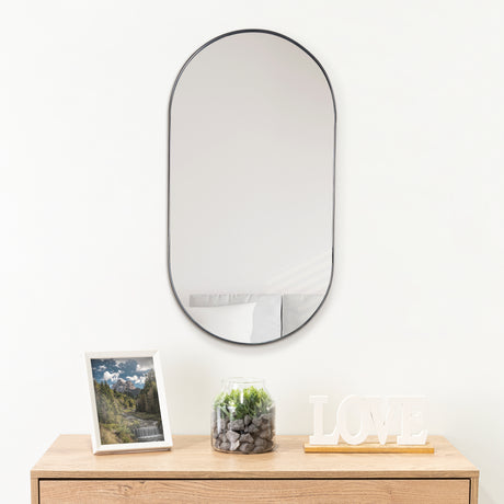 Espejo de Baño Grecia Negro 40x76cm Ovalado con Marco En PVC - ESPEJOS DE BANHO | Bylmo