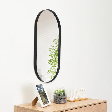 Espejo de Baño Grecia Negro 40x76cm Ovalado con Marco En PVC - ESPEJOS DE BANHO | Bylmo