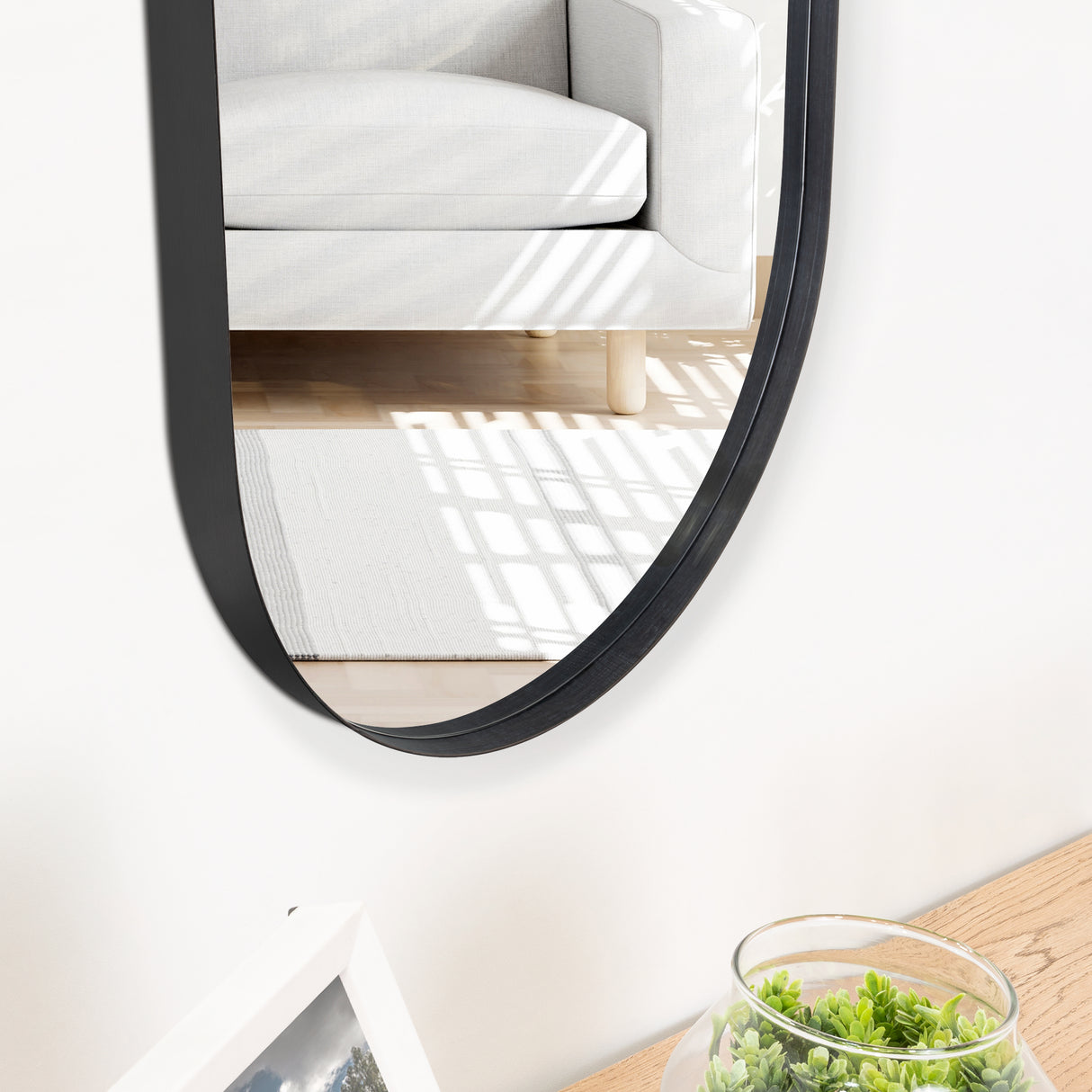 Espejo de Baño Grecia Negro 40x76cm Ovalado con Marco En PVC - ESPEJOS DE BANHO | Bylmo