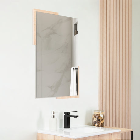 Espejo de Baño Aleska Madera Clara Natural 49x64cm Rectangular con Marco En Madera - ESPEJOS DE BANHO | Bylmo
