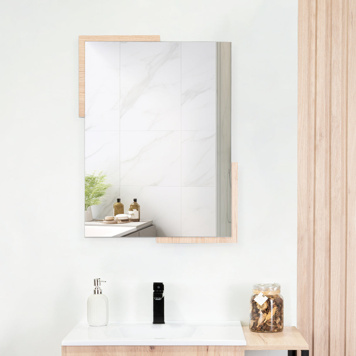 Espejo de Baño Aleska Madera Clara Natural 49x64cm Rectangular con Marco En Madera - ESPEJOS DE BANHO | Bylmo