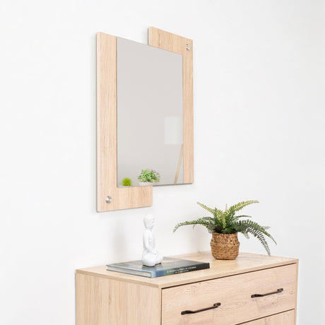Espejo de Baño Paduk Madera Clara Natural 56x71cm Rectangular con Marco En Madera - ESPEJOS DE BANHO | Bylmo