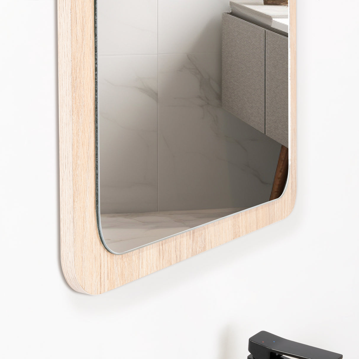 Espejo de Baño Mukal Madera Clara Natural 45x60cm Rectangular con Marco En Madera - ESPEJOS DE BANHO | Bylmo