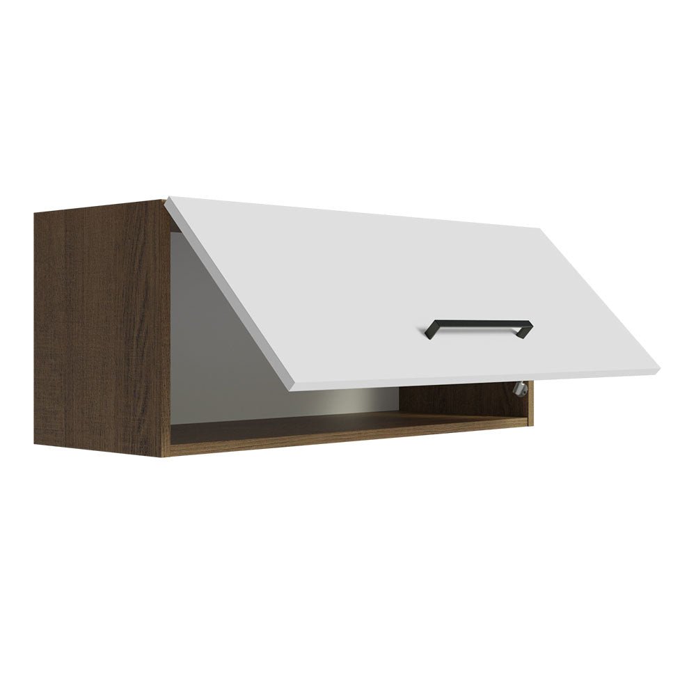 Gabinete Superior de Garaje Marron y Blanco 80x33cm Resistente a la Humedad con Un Compartimiento - GABINETES SUPERIORES PARA GARAJE | Bylmo