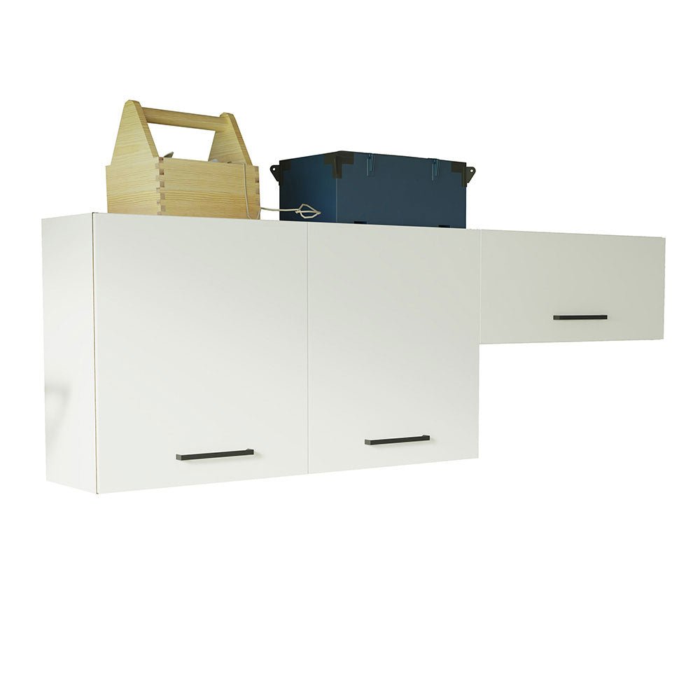 Kit X 2 Gabinetes Superiores de Garaje Blanco 200x99cm Resistente a la Humedad con Dos Compartimientos - GABINETES SUPERIORES PARA GARAJE | Bylmo
