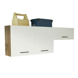 Kit X 2 Gabinetes Superiores de Garaje Marron y Blanco 200x99cm Resistente a la Humedad con Dos Compartimientos - GABINETES SUPERIORES PARA GARAJE | Bylmo
