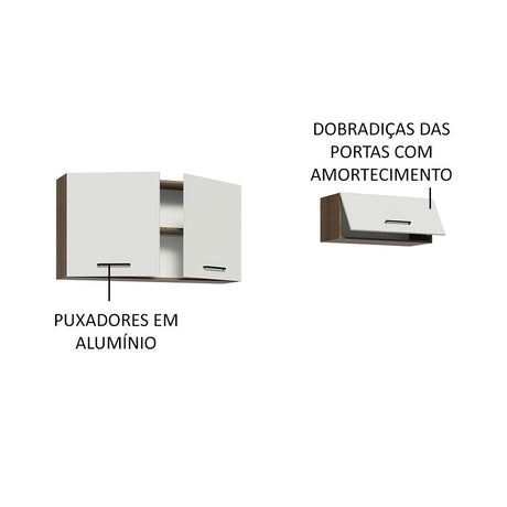 Kit X 2 Gabinetes Superiores de Garaje Marron y Blanco 200x99cm Resistente a la Humedad con Dos Compartimientos - GABINETES SUPERIORES PARA GARAJE | Bylmo