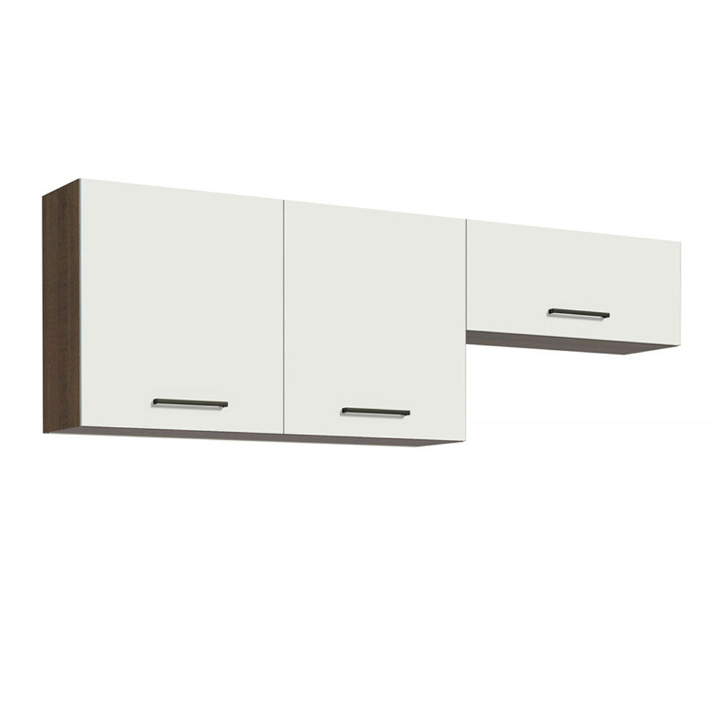 Kit X 2 Gabinetes Superiores de Garaje Marron y Blanco 200x99cm Resistente a la Humedad con Dos Compartimientos - GABINETES SUPERIORES PARA GARAJE | Bylmo