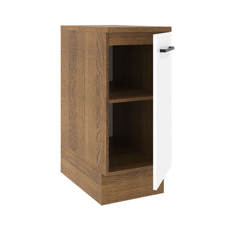 Mueble Inferior de Cocina Agata Marron y Blanco 35x84cm Sin Cajones con Mesón de Madera y sin Estufa - MUEBLES INFERIORES DE COCINA | Bylmo