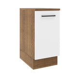 Mueble Inferior de Cocina Agata Marron y Blanco 40x84cm Sin Cajones con Mesón de Madera y sin Estufa - MUEBLES INFERIORES DE COCINA | Bylmo