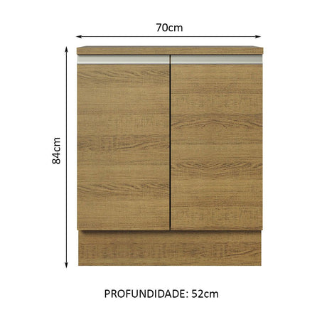 Mueble Inferior de Cocina Glamy Marron 70x84cm Sin Cajones con Mesón de Madera y sin Estufa - MUEBLES INFERIORES DE COCINA | Bylmo