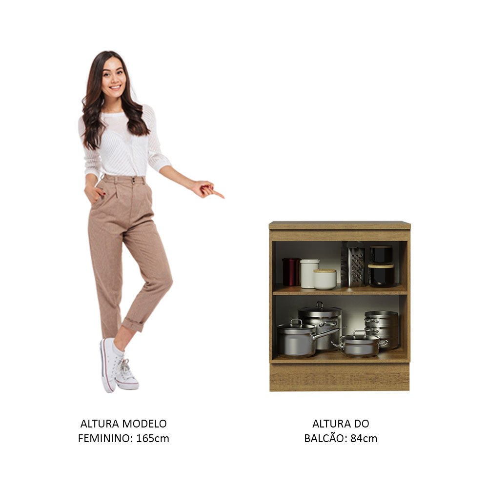 Mueble Inferior de Cocina Glamy Marron 70x84cm Sin Cajones con Mesón de Madera y sin Estufa - MUEBLES INFERIORES DE COCINA | Bylmo
