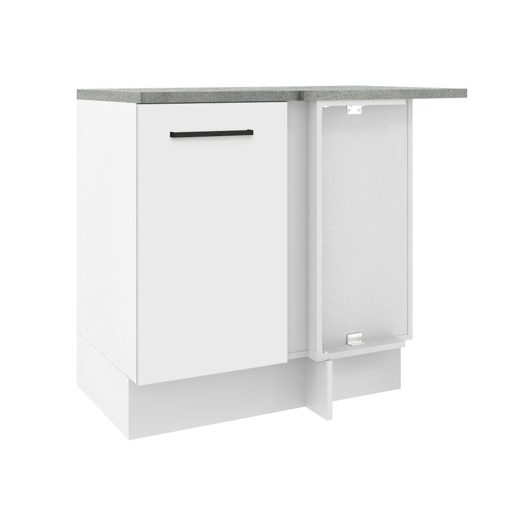 Mueble Inferior de Cocina Esquinero Agata Blanco 94x84cm Sin Cajones con Mesón de Madera y sin Estufa - MUEBLES INFERIORES DE COCINA | Bylmo
