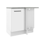 Mueble Inferior de Cocina Esquinero Agata Blanco 94x84cm Sin Cajones con Mesón de Madera y sin Estufa - MUEBLES INFERIORES DE COCINA | Bylmo