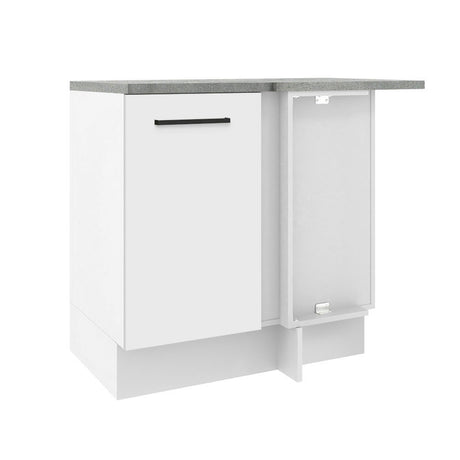 Mueble Inferior de Cocina Esquinero Agata Blanco 94x84cm Sin Cajones con Mesón de Madera y sin Estufa - MUEBLES INFERIORES DE COCINA | Bylmo