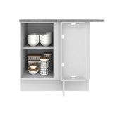 Mueble Inferior de Cocina Esquinero Agata Blanco 94x84cm Sin Cajones con Mesón de Madera y sin Estufa - MUEBLES INFERIORES DE COCINA | Bylmo