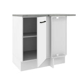 Mueble Inferior de Cocina Esquinero Agata Blanco 94x84cm Sin Cajones con Mesón de Madera y sin Estufa - MUEBLES INFERIORES DE COCINA | Bylmo