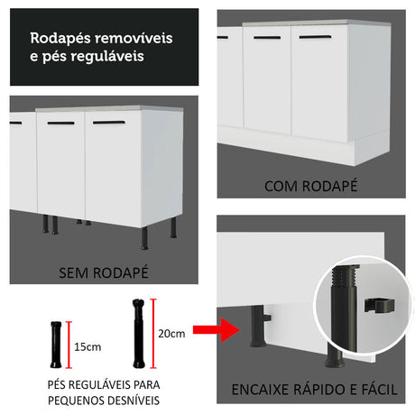 Mueble Inferior de Cocina Esquinero Agata Blanco 94x84cm Sin Cajones con Mesón de Madera y sin Estufa - MUEBLES INFERIORES DE COCINA | Bylmo