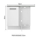 Mueble Inferior de Cocina Esquinero Agata Blanco 94x84cm Sin Cajones con Mesón de Madera y sin Estufa - MUEBLES INFERIORES DE COCINA | Bylmo