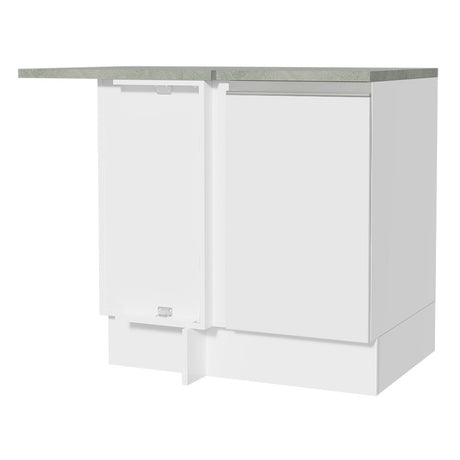 Mueble Inferior de Cocina Esquinero Glamy Blanco 94x84cm Sin Cajones con Mesón de Madera y sin Estufa - MUEBLES INFERIORES DE COCINA | Bylmo