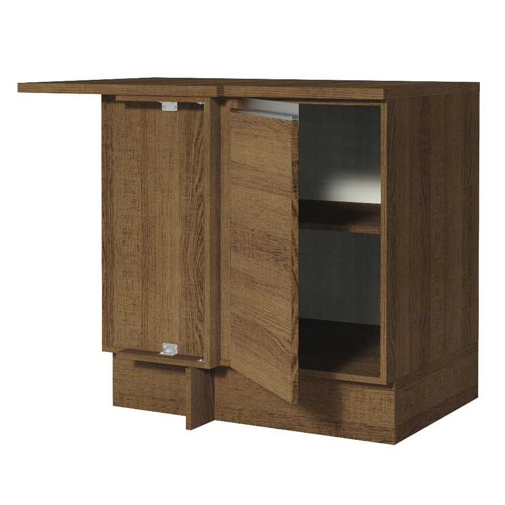 Mueble Inferior de Cocina Esquinero Glamy Marron 94x84cm Sin Cajones con Mesón de Madera y sin Estufa - MUEBLES INFERIORES DE COCINA | Bylmo