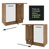Mueble Inferior de Cocina Esquinero Agata Marron y Blanco 94x84cm Sin Cajones con Mesón de Madera y sin Estufa - MUEBLES INFERIORES DE COCINA | Bylmo