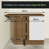 Mueble Inferior de Cocina Esquinero Glamy Marron y Blanco 94x84cm Sin Cajones con Mesón de Madera y sin Estufa - MUEBLES INFERIORES DE COCINA | Bylmo