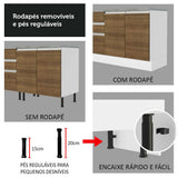Mueble Inferior de Cocina Esquinero Glamy Blanco y Marron 94x84cm Sin Cajones con Mesón de Madera y sin Estufa - MUEBLES INFERIORES DE COCINA | Bylmo