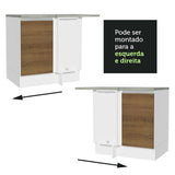 Mueble Inferior de Cocina Esquinero Glamy Blanco y Marron 94x84cm Sin Cajones con Mesón de Madera y sin Estufa - MUEBLES INFERIORES DE COCINA | Bylmo