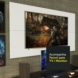 Combo Escritorio Gamer y Panel de TV Negro y Blanco 136x75cm para TV hasta 50 Pulgadas Sin Cajones y con Organizador de Libros y Consolas - ESCRITORIOS | Bylmo