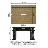 Combo Escritorio Gamer y Panel de TV Negro y Marron 136x75cm para TV hasta 65 Pulgadas Sin Cajones y con Organizador de Libros y Consolas - ESCRITORIOS | Bylmo