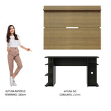 Combo Escritorio Gamer y Panel de TV Negro y Marron 136x75cm para TV hasta 65 Pulgadas Sin Cajones y con Organizador de Libros y Consolas - ESCRITORIOS | Bylmo