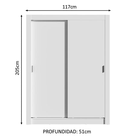 Closet Denver Blanco 117x205cm con Cinco Compartimientos y con Dos Puertas - CLOSETS | Bylmo