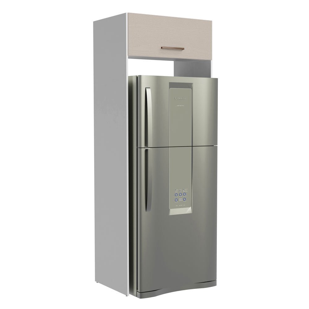 Mueble Auxiliar para Nevera Agata Blanco y Crema 83x225cm con Dos Compartimientos - BARRAS Y MUEBLES AUXILIARES | Bylmo